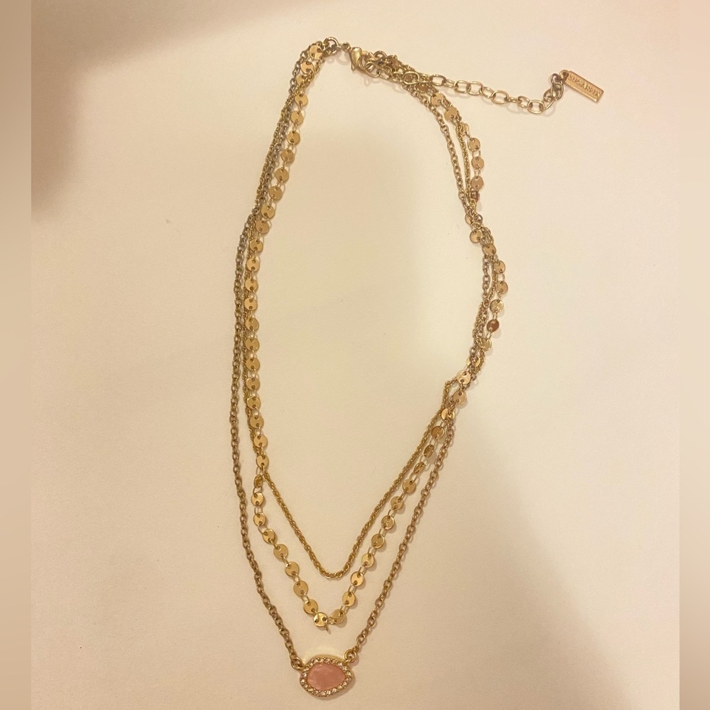 Layered necklace with pink stone